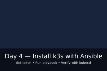 Day 4 — Install k3s with Ansible: set token, run playbook, verify with kubectl